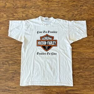 Vintage Genuine Hucking Farley Funny Motorcycle HD T Shirt Large